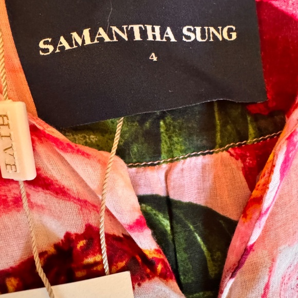 BNWT Samantha Sung Anna Giant Pink Poppies Dress Sz 4 - Picture 4 of 4